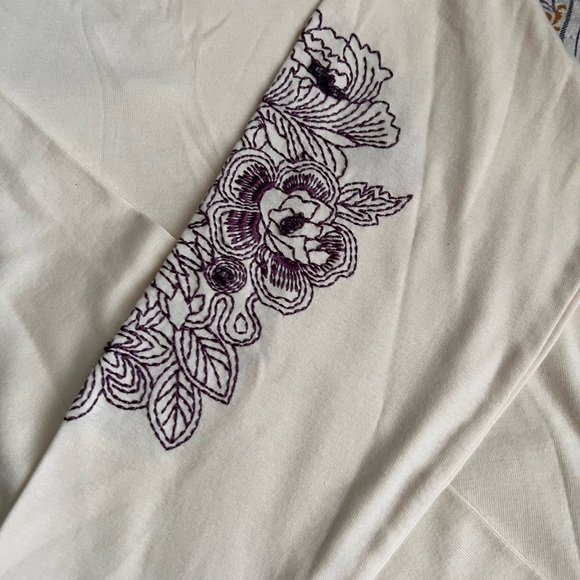 Talbots Cream Top with Purple Floral Accents - Picture 2 of 8